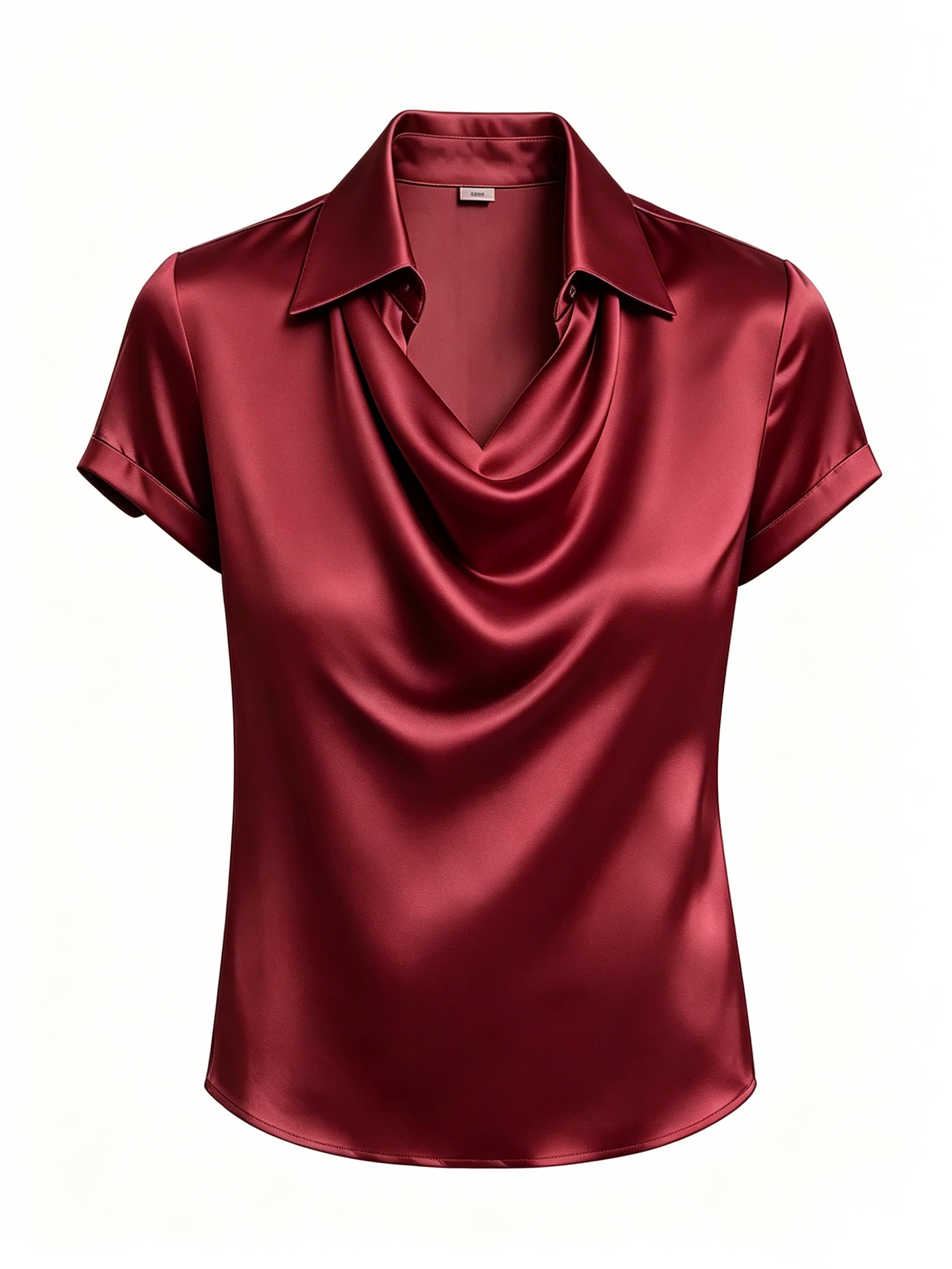 Long-sleeved satin collared top shirt