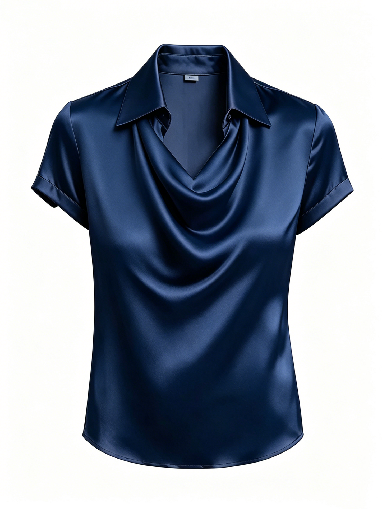 Long-sleeved satin collared top shirt
