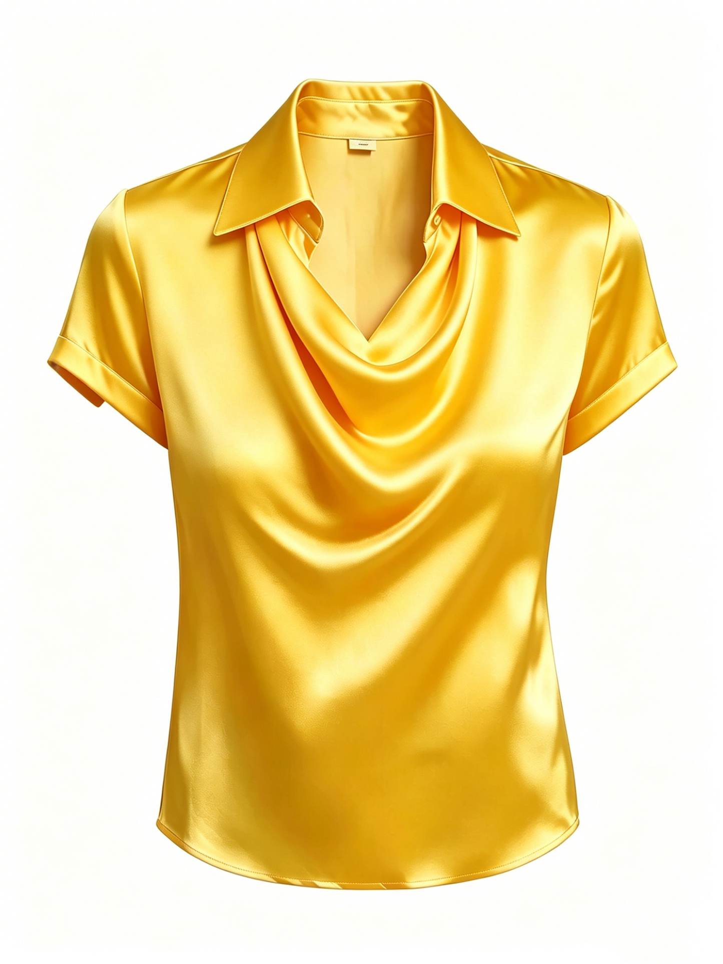 Long-sleeved satin collared top shirt