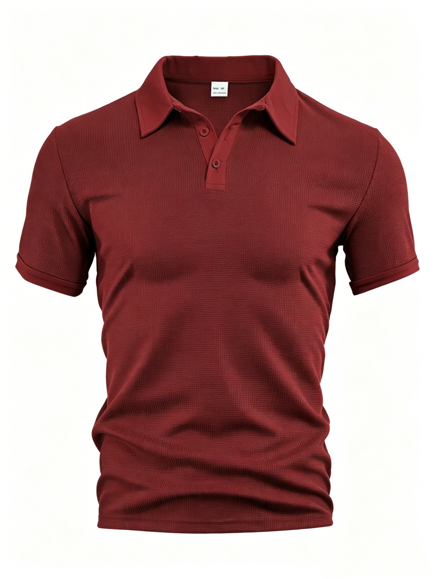 Men’s Solid Waffle Knit Short Sleeve Polo Shirt