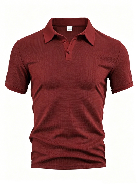 Men’s Solid Waffle Knit Short Sleeve Polo Shirt