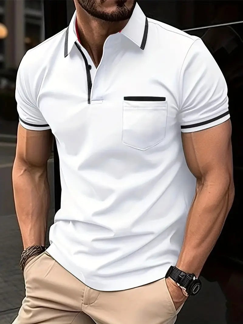 Men’s Contrast Trim Short Sleeve Polo Shirt