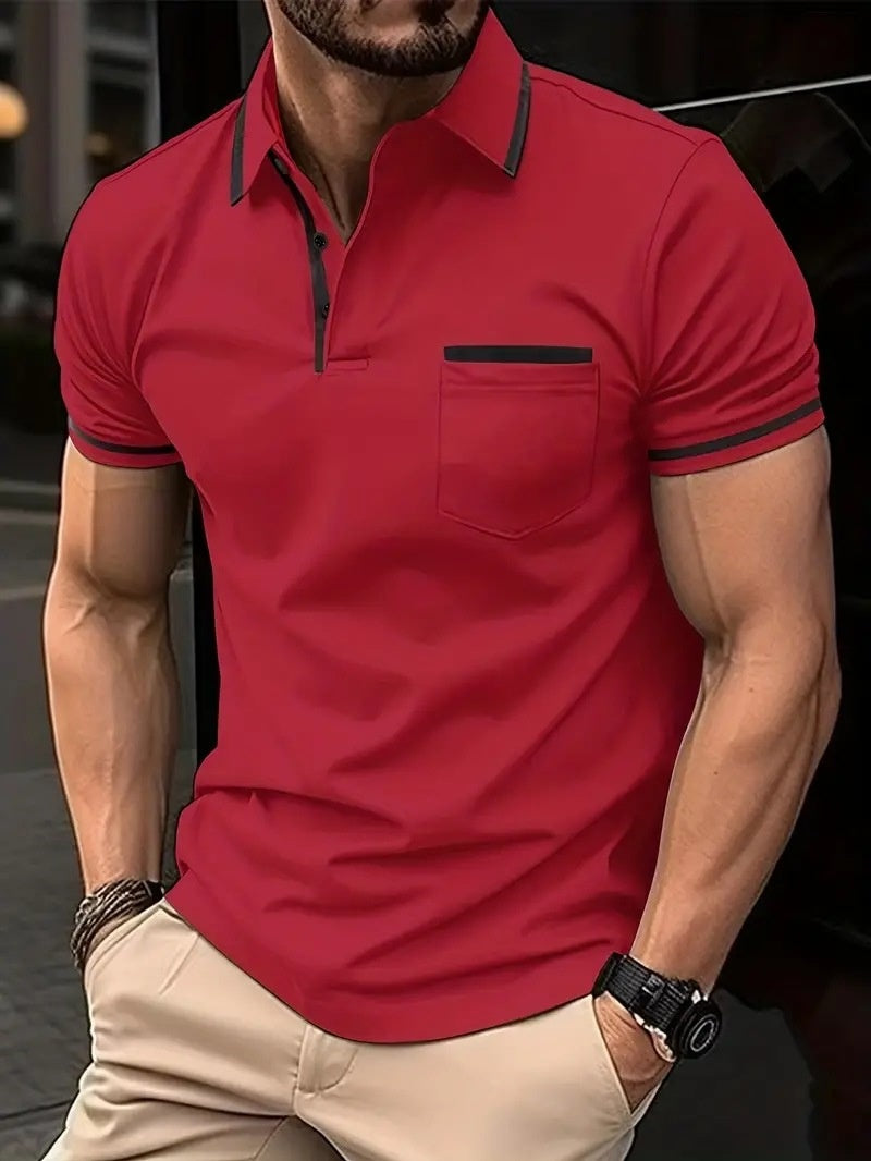 Men’s Contrast Trim Short Sleeve Polo Shirt
