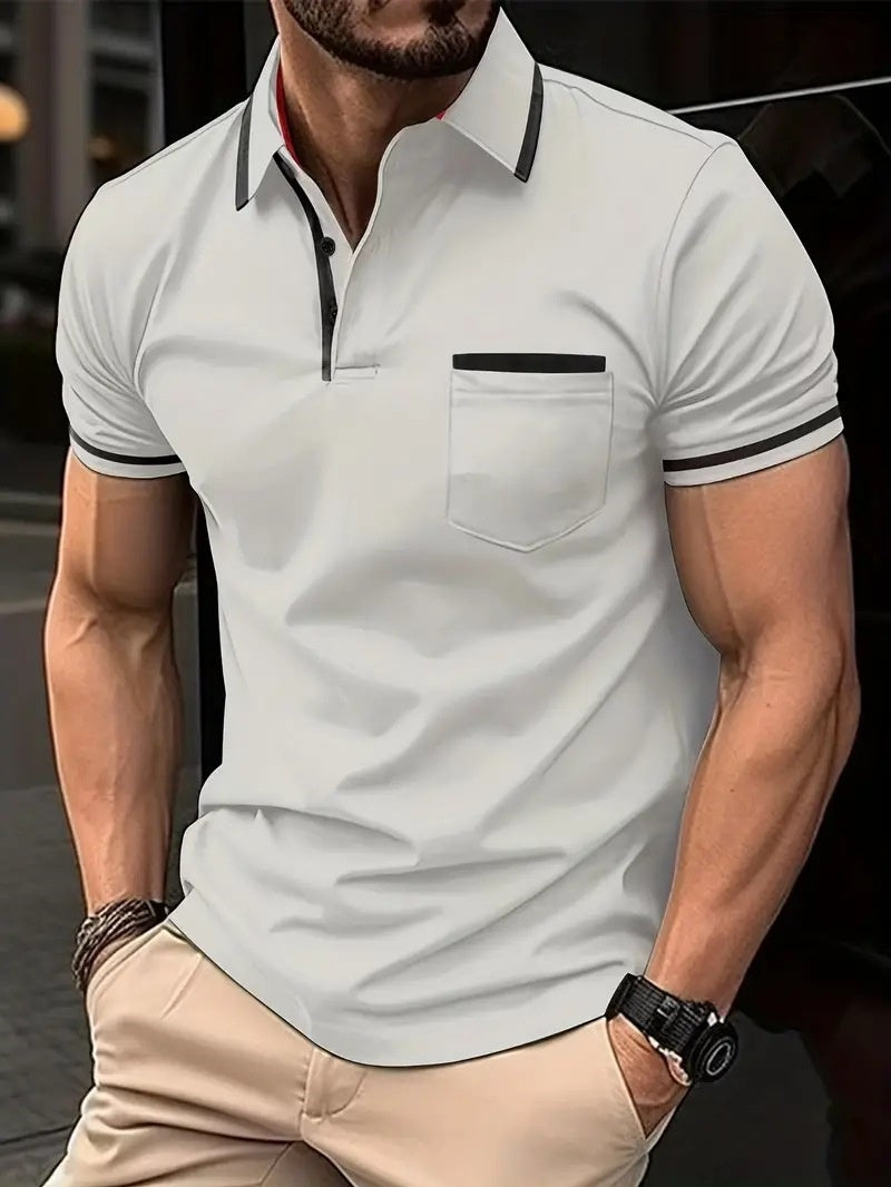 Men’s Contrast Trim Short Sleeve Polo Shirt